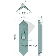 Amazone skær 130x33x5mm, perfekt til forskellige jordværktøjer.