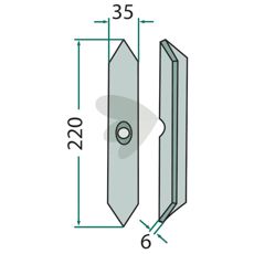 Retskær 35X220mm til Amazone og Kverneland maskiner.