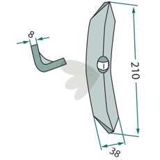 Skær 210x38x8mm, ideelt til krævende arbejdsforhold.
