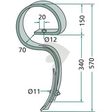 Kultivatorstang komplet med skær 300502, effektiv jordbearbejdning.
