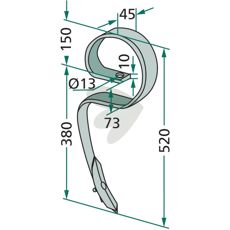 Agrilla Nova stang med skær og skrue, ideel til traktorer og landbrug.