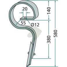 Lige kultivatorstang komplet med skær, designet til optimal ydeevne.