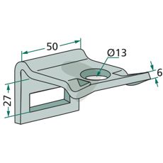 Standardbeslag til ramme 50x15, robust og pålideligt.