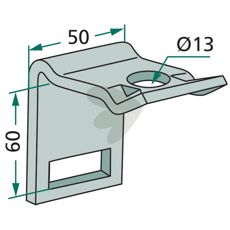 Beslag til stang 32x10, designet til ramme 50x50.