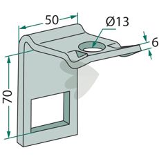 Beslag 50x70x13, designet til ramme 50x50, holdbart og stærkt.