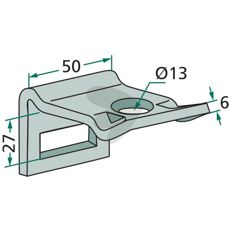 Beslag ramme 40X15 med tænder 32X12, holder redskaberne på plads.