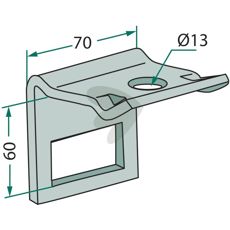 Beslag 60X70 som passer til ramme 50X50, for pålidelig montering.
