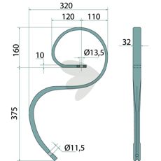 Kultivatorpinne forstærket med skær, effektiv til jordarbejde.