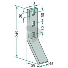 Buet slidvinkel med skrue og møtrik til sikker installation.
