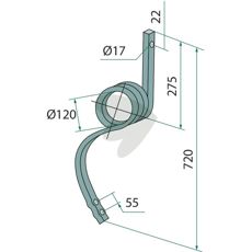 Stift 25x25mm længde 720mm, velegnet til landbrugsudstyr og konstruktion.