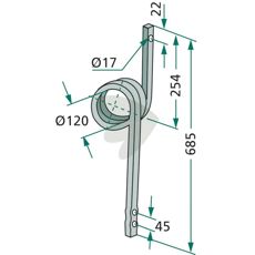 Pind 685X22mm med hulafstand, ideel til specialiseret landbrugsbrug.