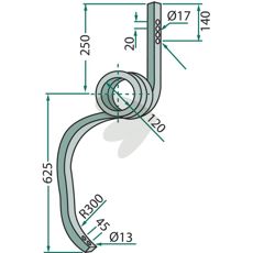 Pind 30x30mm, 625mm, hulafstand for effektivt arbejde inden for landbrug og byggeri.