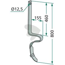 Lang pind med skær 32x10mm, 800mm lang, til effektiv anvendelse.