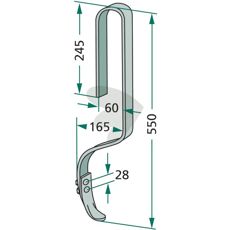 Pind med skær, passer til Fiona, Stegsted og Taarup, 550mm lang.