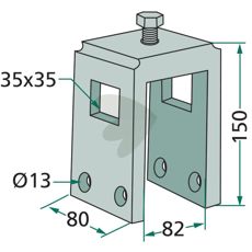 Holder til ramme 80X80 med stifter 32X10/12, perfekt til stabilisering og holdbarhed.