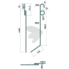 Efterårsredskabsstift med 8 mm tykkelse, fremragende til robuste jordbehandlingsopgaver.