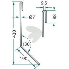 Amazone efterharvetand 430mm, perfekt skraber til effektiv jordbearbejdning.