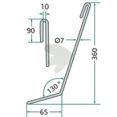 Amazone skraber efterharvetand 360mm til optimal jordbearbejdning.