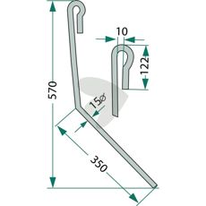 Amazone skraber efterharvetand 570mm for bedste jordbearbejdning.