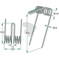 Amazone frøskraber efterharvetand 335mm, ideel til såning.