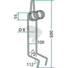 Kverneland/Accord efterharvetand, model 495754 til robust anvendelse.
