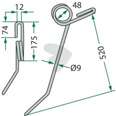 Holdbar bageste efterharvetand 420860 til forbedret jordbearbejdning.