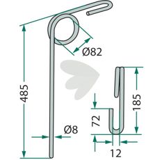 Efterharvetand Fiona 485mm, fremragende til nøjagtigt arbejde inden for landbrug.