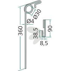Universal efterharvetand 360mm, tilpasselig til forskellige jordtyper.