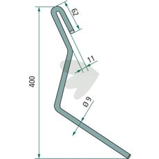 Lemken efterharvetand 400mm, stærk og holdbar til barske forhold.