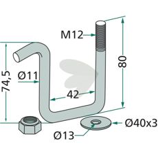 Beslag til ramme 40X40 mm, kraftig konstruktion for stabilitet.
