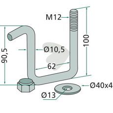 Kraftigt beslag til ramme 60x60 mm, ideel til bygge- og konstruktionsprojekter.