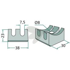 Beslag til pind 18010.HS-E1 og 18010.HS-E1-8, sikker og stabil konstruktion.