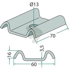Beslag 60X70X16, robust løsning til konstruktion og stabil montering.