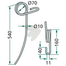 Marsk-Stig efterslæbepind 540mm til effektiv pløjning og jordbearbejdning.