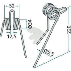 Bageste efterharvetand, 45° format, til Rabe og Pöttinger for bedste resultat.