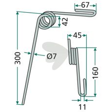 Bageste efterharvetand, 45° til Rabe, perfekt til effektiv jordbehandling.