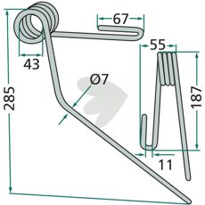 Forreste efterharvetand, 45° til Pöttinger og Rabe, for øget effektivitet.