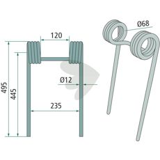 Farmet efterharvetand 495mm, ideel til effektiv og præcis jordpleje.