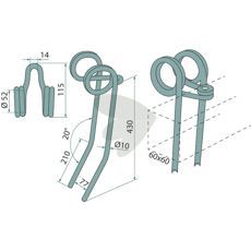 Alsidig efterharvetand på 430mm til effektiv jordbearbejdning.