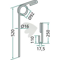 520mm efterharvetand, designet til effektiv og jævn jordbearbejdning.