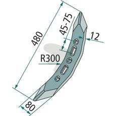 Skærespids med radius 300mm, perfekt til 480X80mm applikationer.