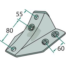 Skærfod med 80mm bredde og hulafstand, perfekt til forskellige applikationer.