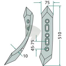 Vendbar og vridet højreskær for bedste skæreydeevne.