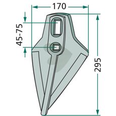 Hardmetalbelagt skær 170X295mm, holdbart og langvarigt til landbrug.