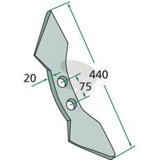 Spids med radius 300 mm og arbejdsbredde 135 mm, perfekt til præcisionsarbejde.