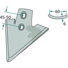 Gåsefødskær med 210 cm arbejdsbredde og radie 250 for optimal ydelse.