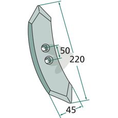 Skær med 300mm radius og 7mm tykkelse, 45X220mm, til Ventzki og andre modeller.