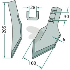 Skær til tung kultivator, passer perfekt til hårde jordforhold og arbejdsbetingelser.