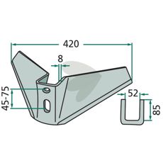 Vingeskær med arbejdsbredde 420mm, tilpasset til effektiv skæring og arbejde.