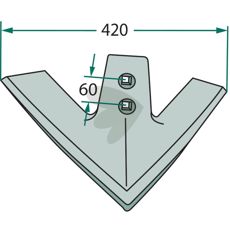 Gåsefodsskær Valset model 627713, højtydende skær til effektiv jordbearbejdning.